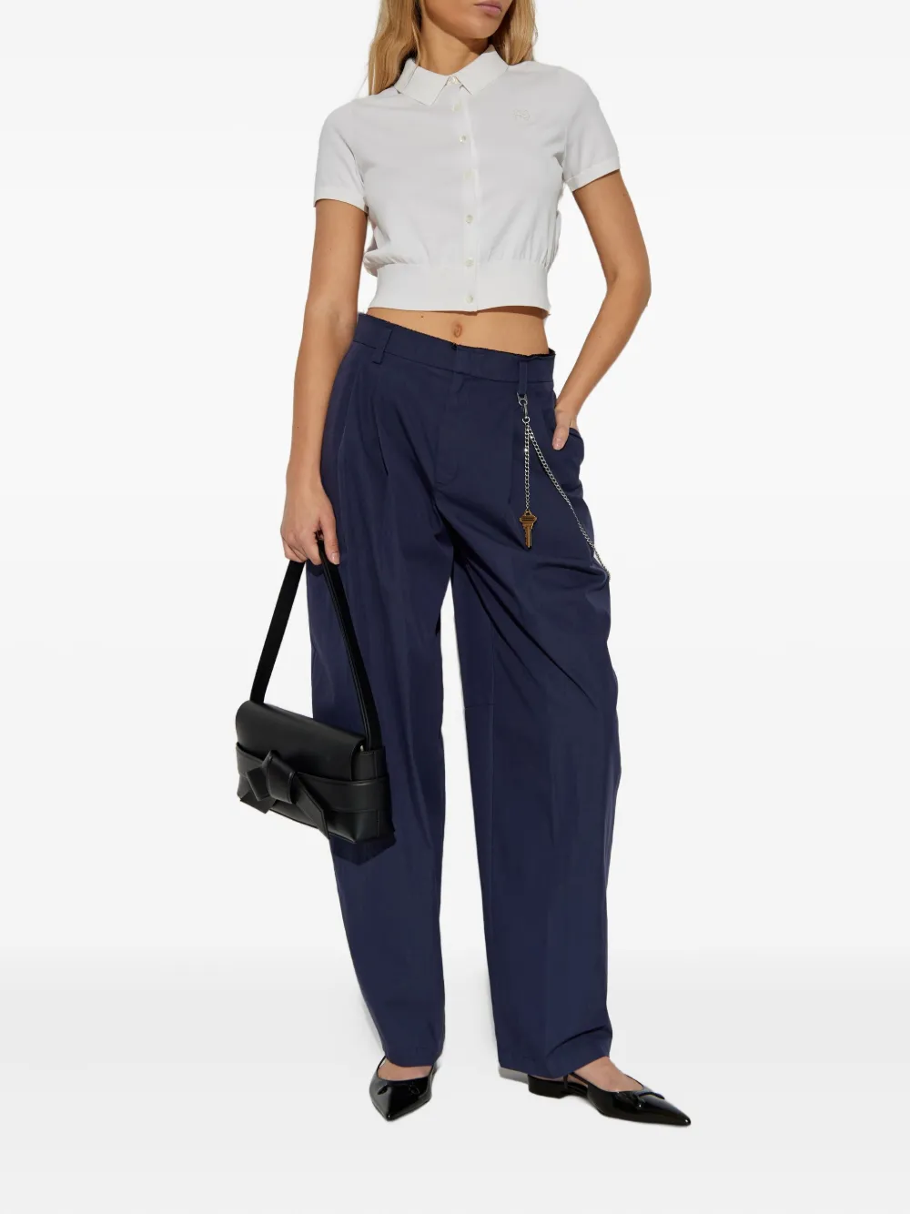 Alexander Wang pleated chain-detail trousers Blauw