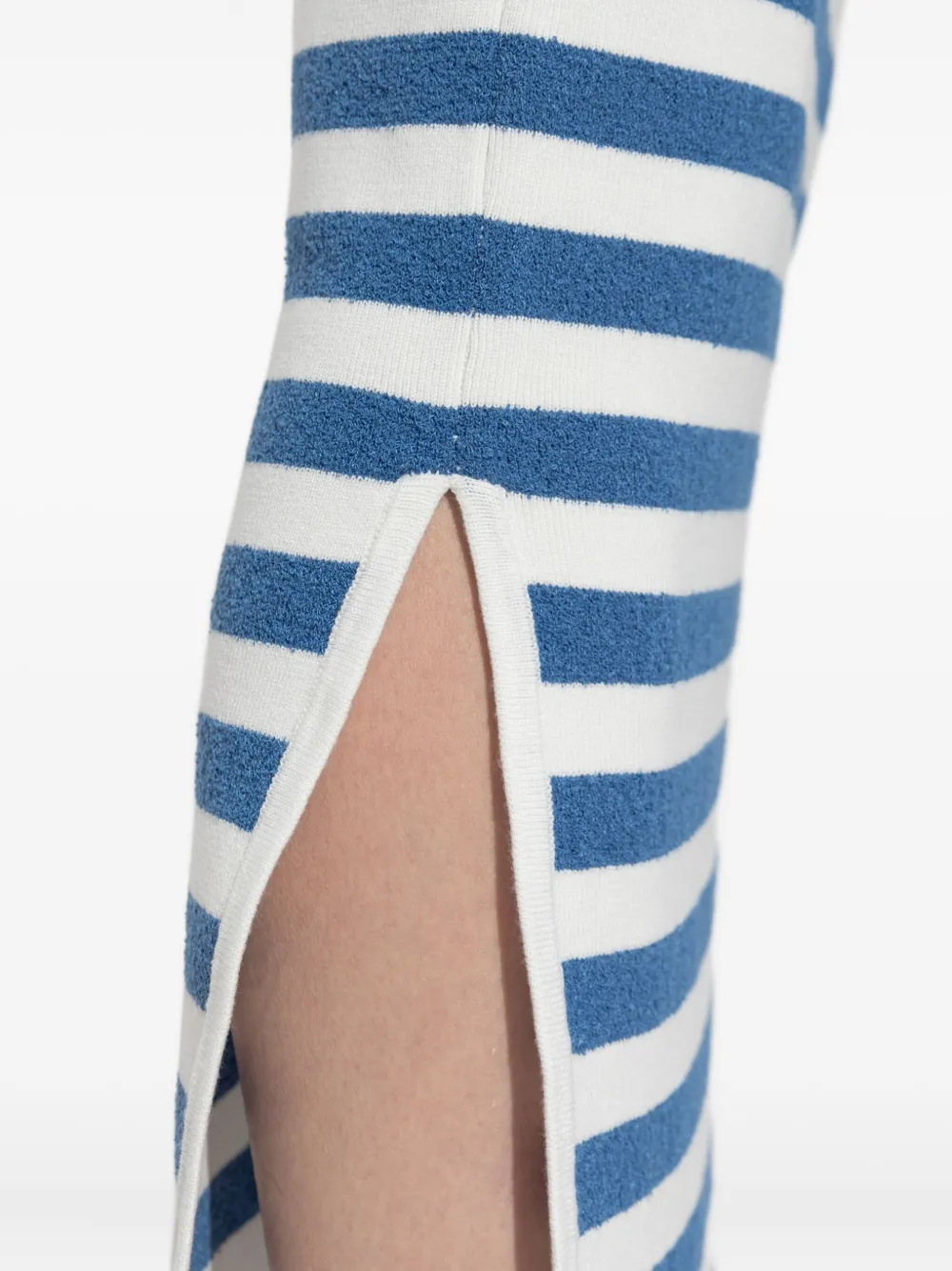 Posse Stripe Side-split Midi Fitted Skirt In Brown