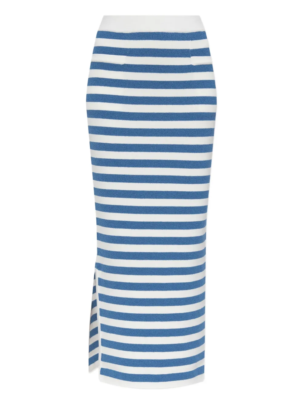 Posse stripe side-split midi fitted skirt | Blue | Image 1