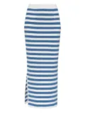 Posse stripe side-split midi fitted skirt - Blue