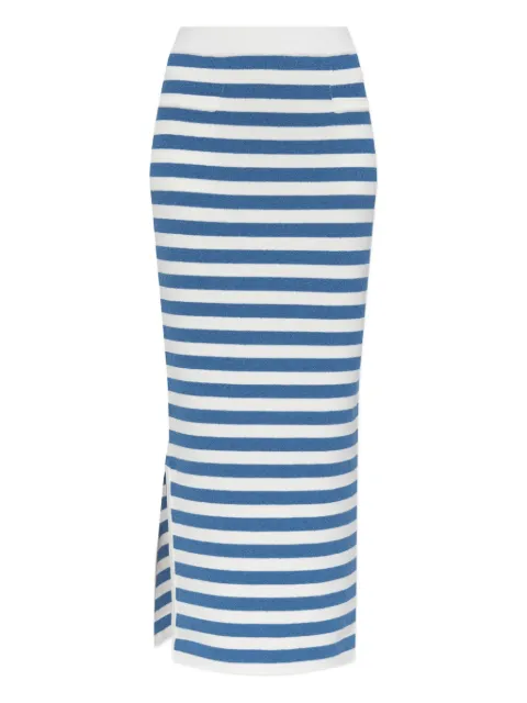Posse stripe side-split midi fitted skirt