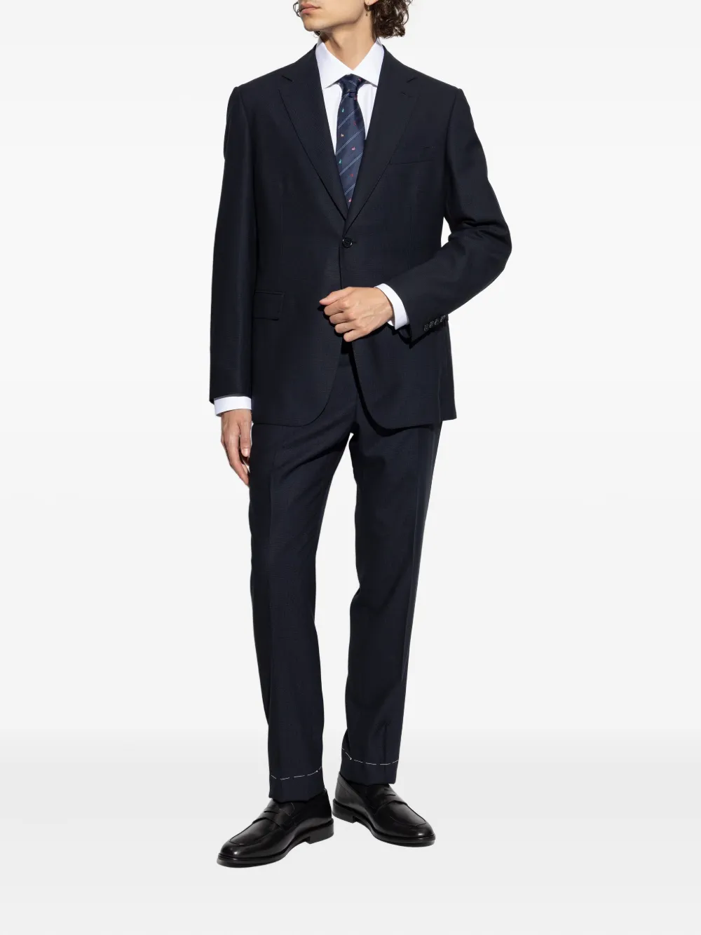 Brioni Wollen pak met enkele rij knopen Blauw