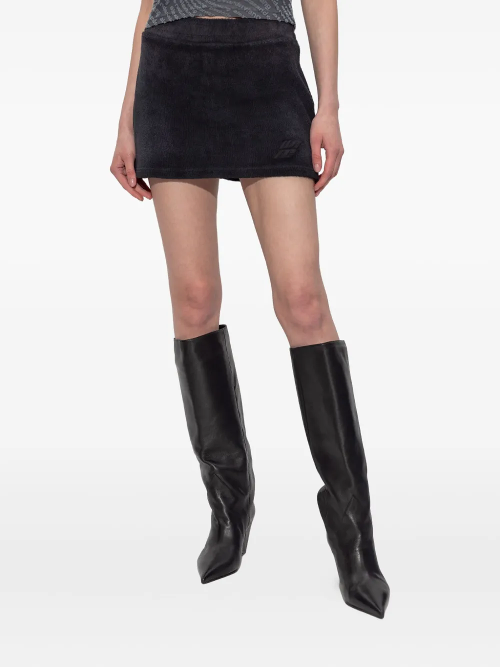 Alexander Wang embroidered cotton mini skirt Zwart