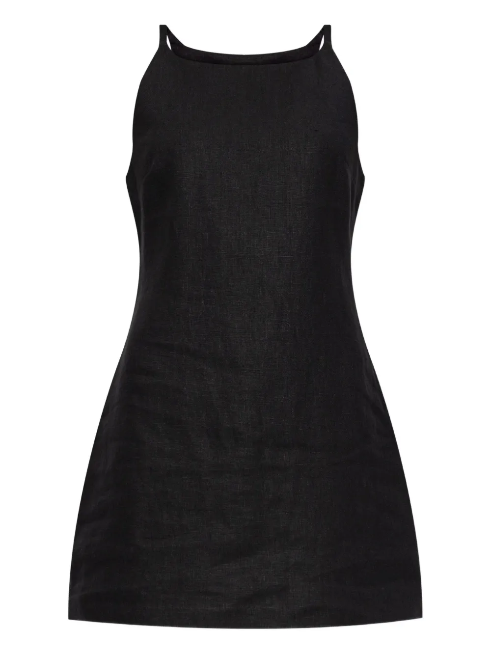 Posse square-neck linen mini day dress | Black | Image 1