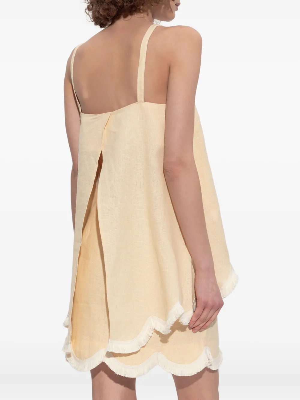 Posse Essie Scalloped-hem Fringed Top In Neutral