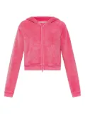 Alexander Wang leaf-embroidered hooded zip-up top - Pink