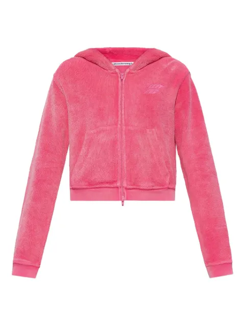 Alexander Wang leaf-embroidered hooded zip-up top