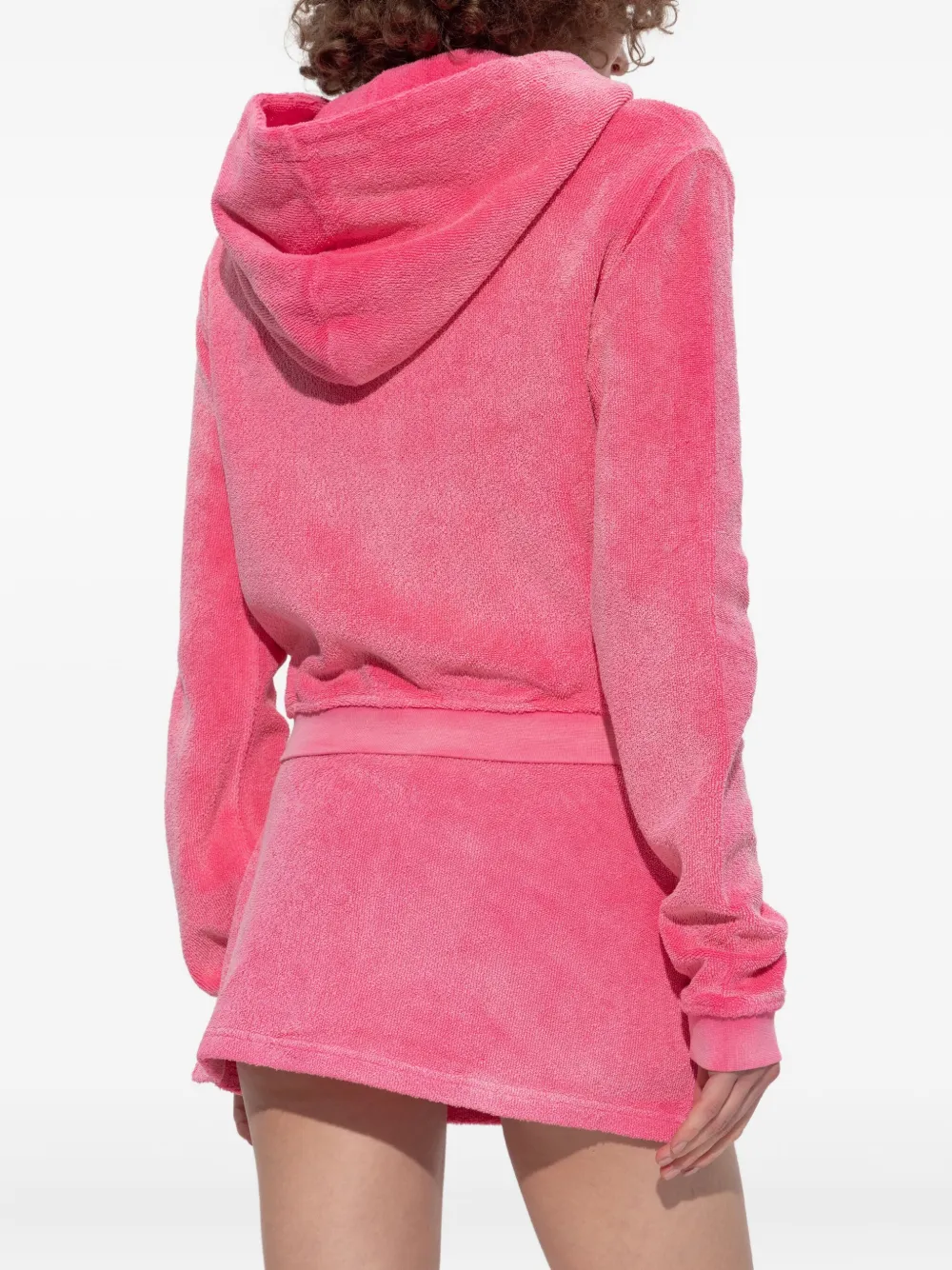 Alexander Wang leaf-embroidered hooded zip-up top Roze