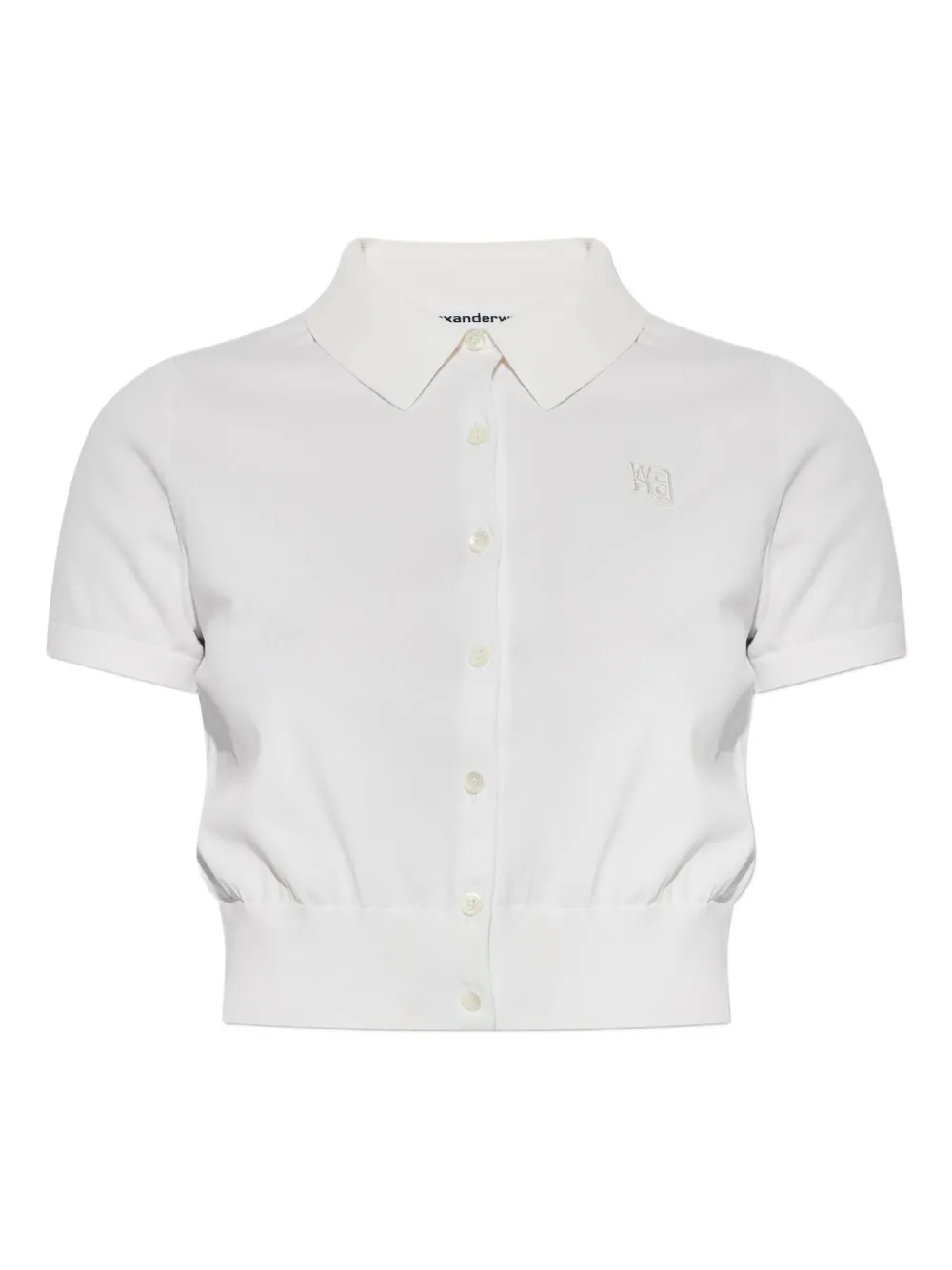 button-front short-sleeve knit top