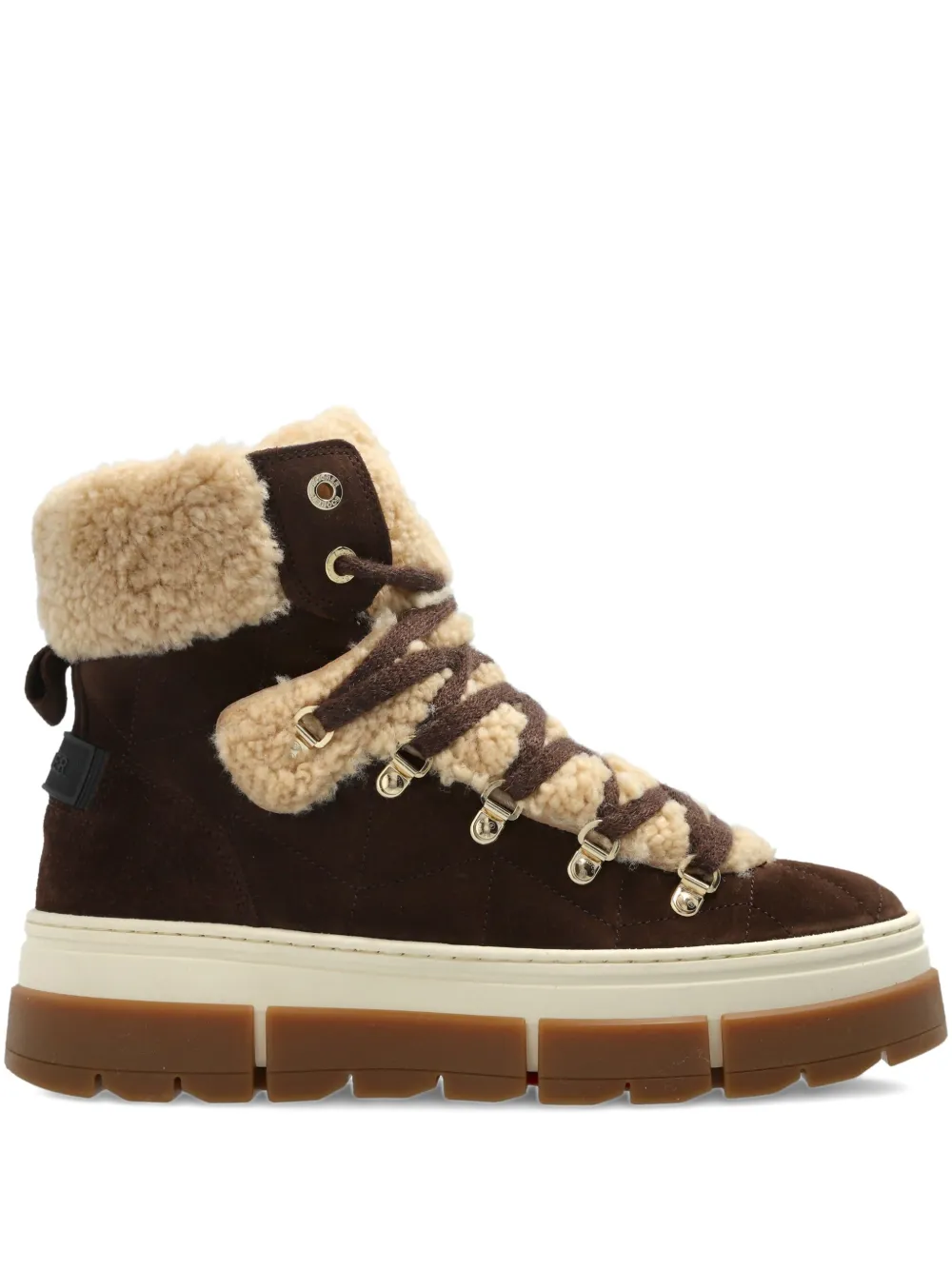 BOGNER shearling-trimmed lace-up sneakers Brown
