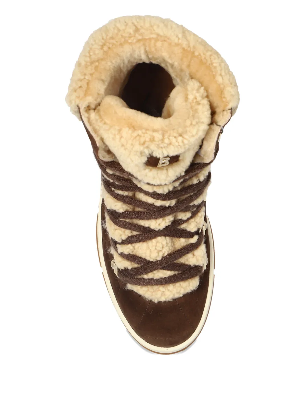 Bogner Shearling-trimmed Lace-up Sneakers In Brown