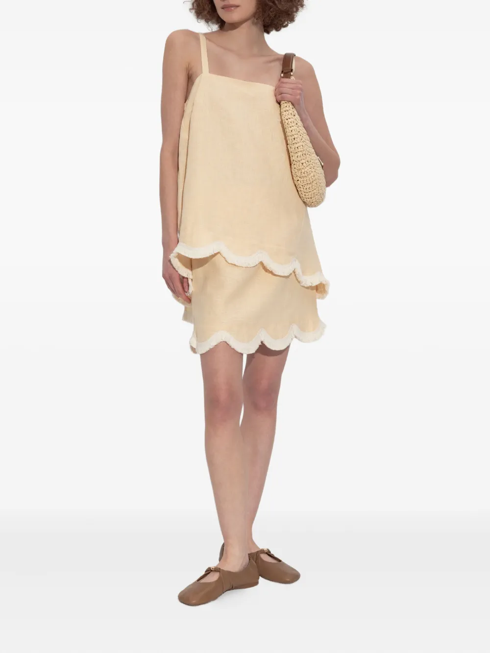 Posse Mini-rok met gewelfde afwerking en franje - Beige