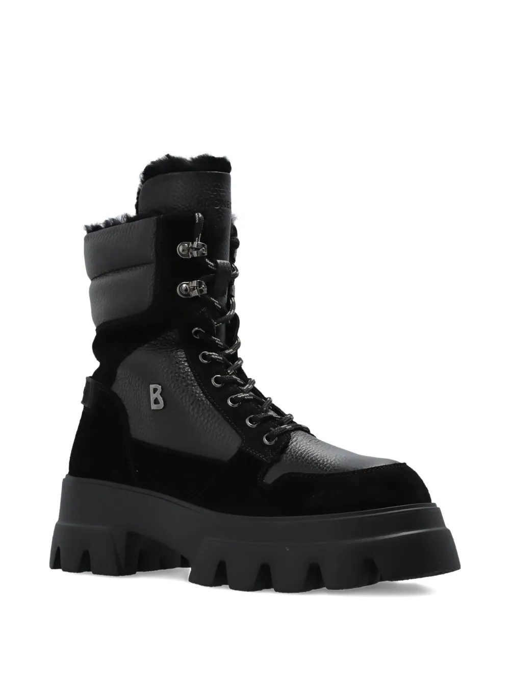 Bogner Lace-up Panelled Combat Boots In Black