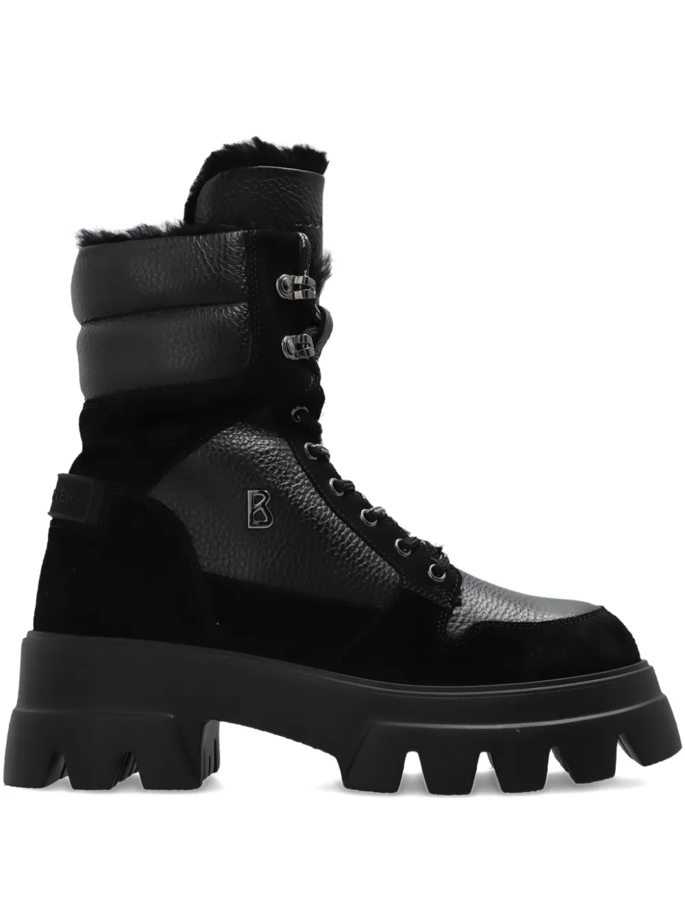 Bogner Lace-up Panelled Combat Boots In Black
