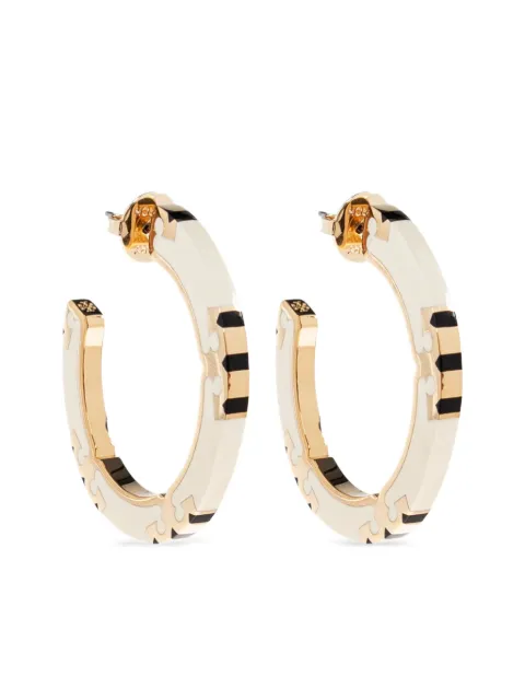 Tory Burch logo-plaque hoop earrings