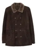 Barba double-breasted fur-collar jacket - Brown