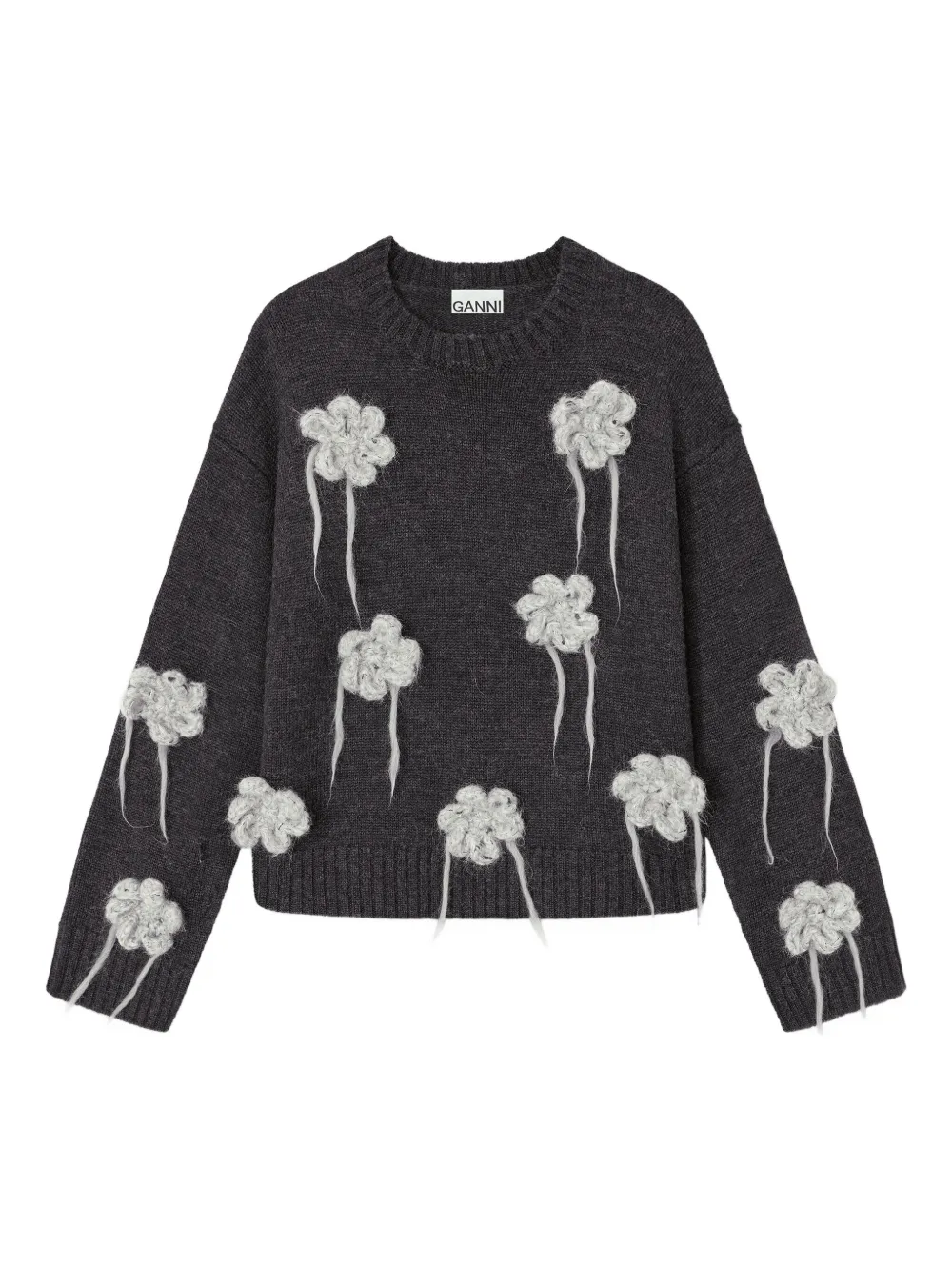 GANNI flower-crochet sweater | Grey | Image 1