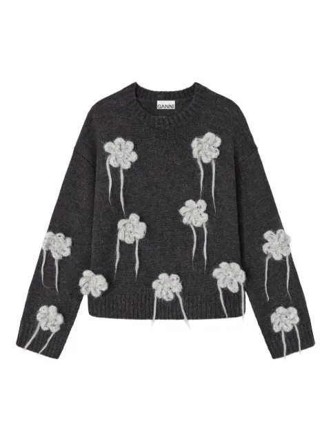 GANNI flower-crochet sweater