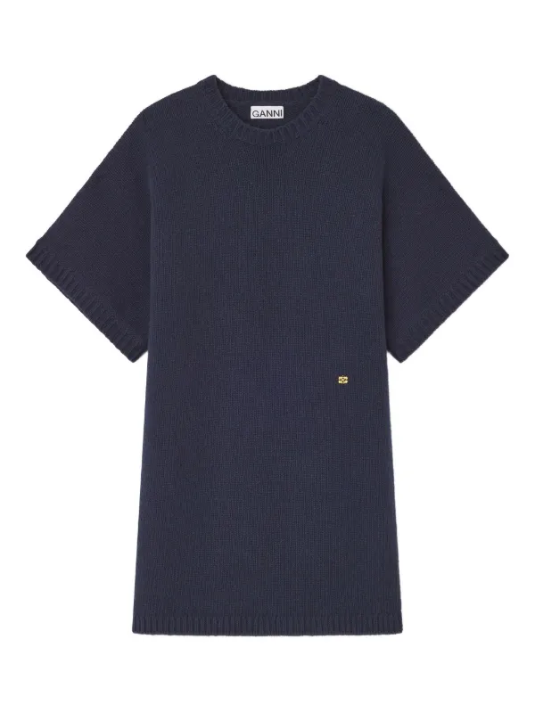 Ganni Short-sleeve Mini Dress in Blue