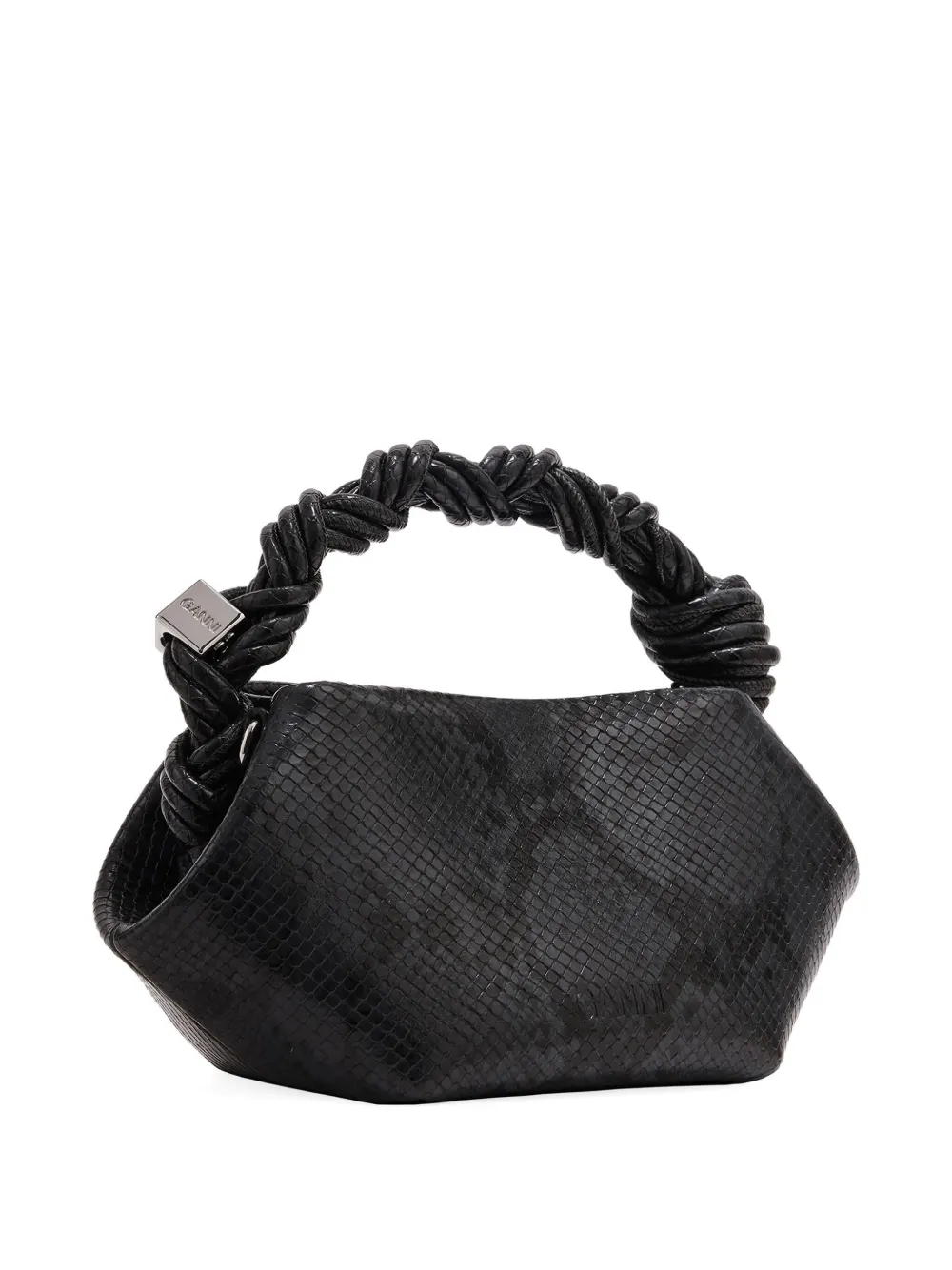 Ganni Mini Bou Twisted-handle Tote Bag In Black