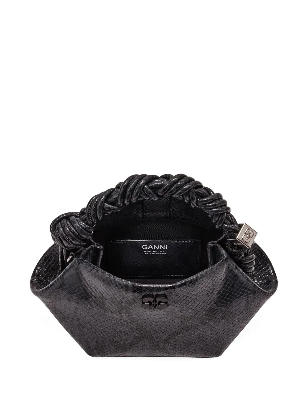 Ganni Mini Bou Twisted-handle Tote Bag In Black