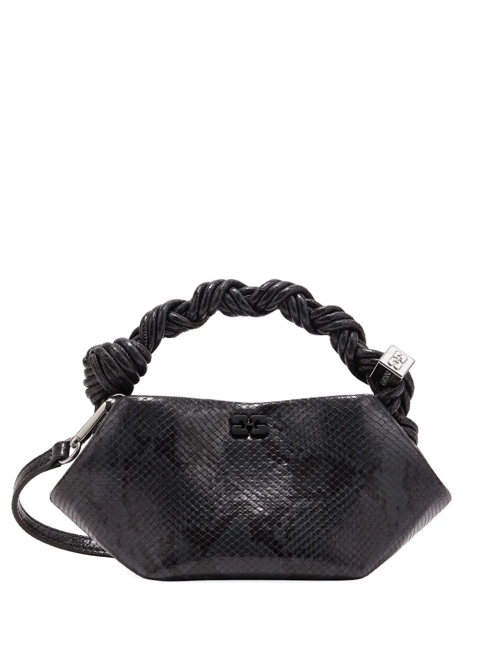 Ganni Mini Bou Twisted-handle Tote Bag In Black