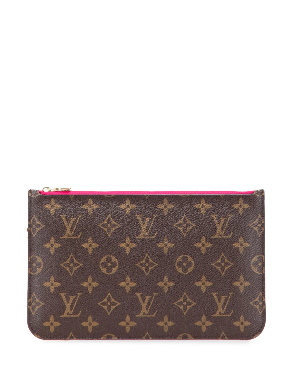 Pre-owned Louis Vuitton 2016 Monogram Neverfull Pouch In Brown