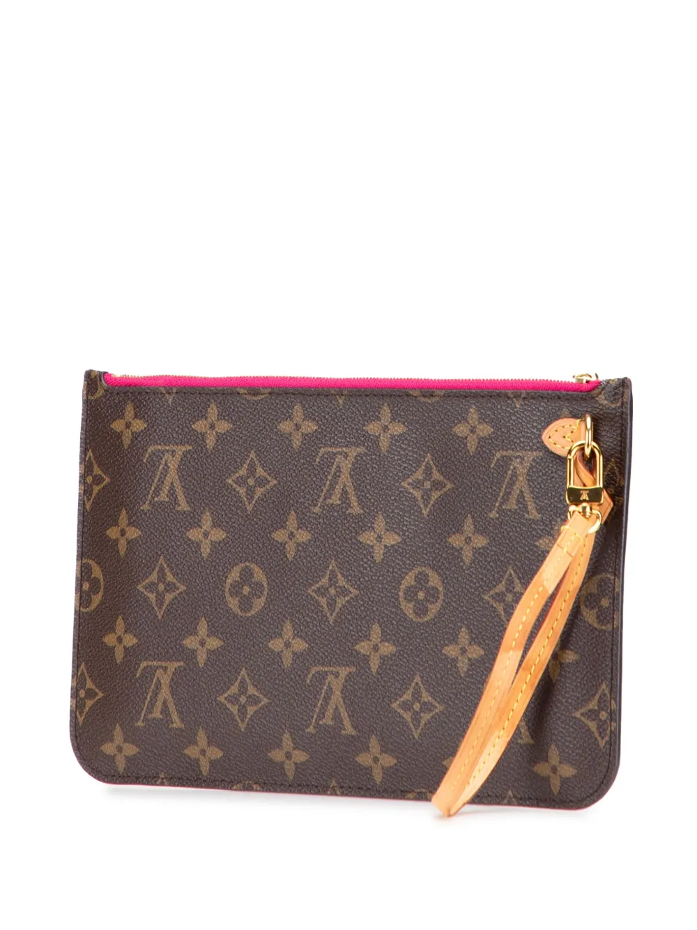 Pre-owned Louis Vuitton 2016 Monogram Neverfull Pouch In Brown