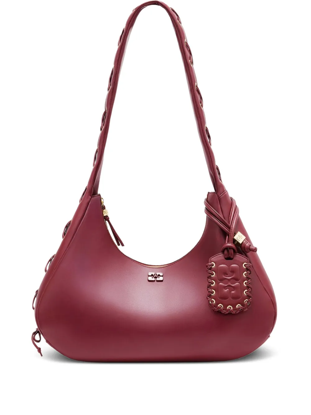 Ganni Medium Hobo Shoulder Bag In Red