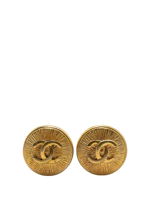 CHANEL Pre-Owned 20th Century Gold Plated CC Round Clip on Earrings costume earrings