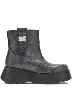 【格安】【レア商品】GANNI Forest night レザーアンクルブーツ GANNI レザーアンクルブーツ | ブラック | FARFETCH JP