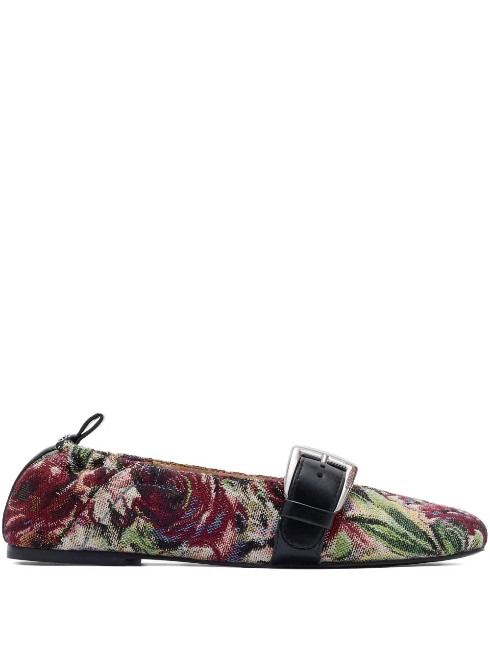 GANNI tapestry-weave buckled ballet flats | Multicolour | Image 1