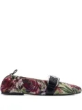 GANNI tapestry-weave buckled ballet flats - Multicolour