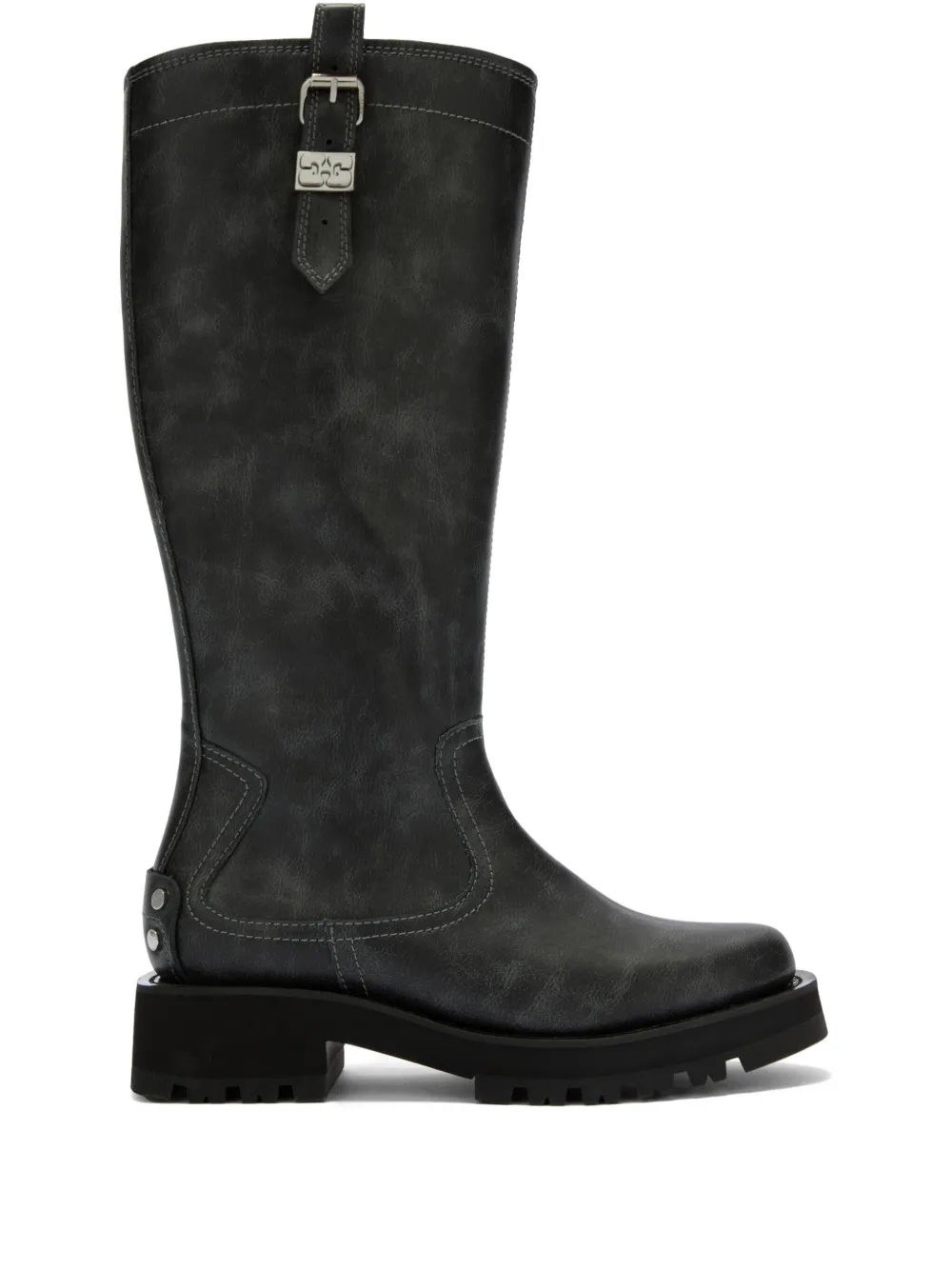 Ganni Studs Knee-high Boots In Gray