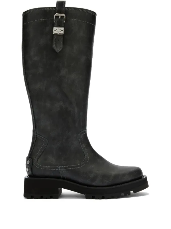 Ganni Studs Knee-high Boots in Grey