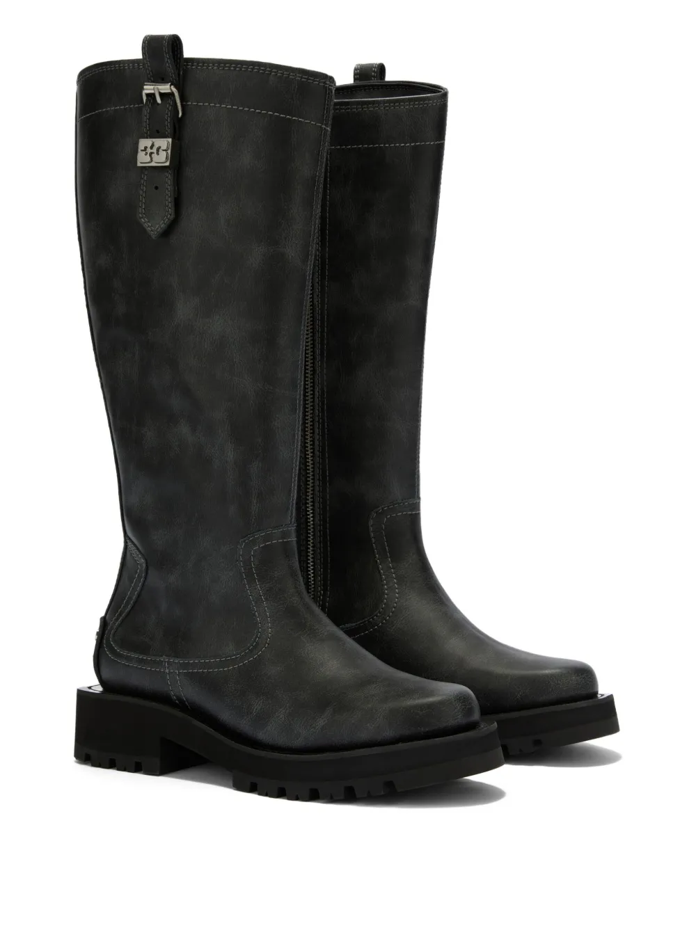 Ganni Studs Knee-high Boots In Gray