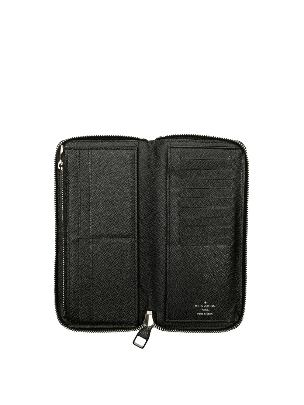 Pre-owned Louis Vuitton 2018 Taiga Zippy Vertical Wallet Long Wallets In Black