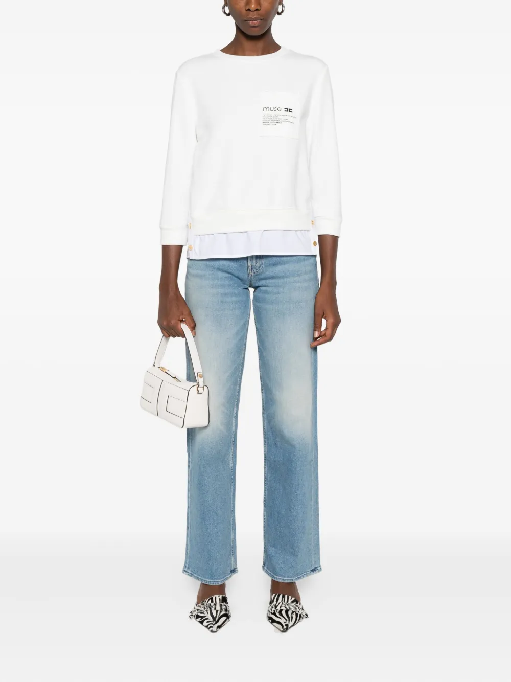 Elisabetta Franchi pocket sweatshirt Wit