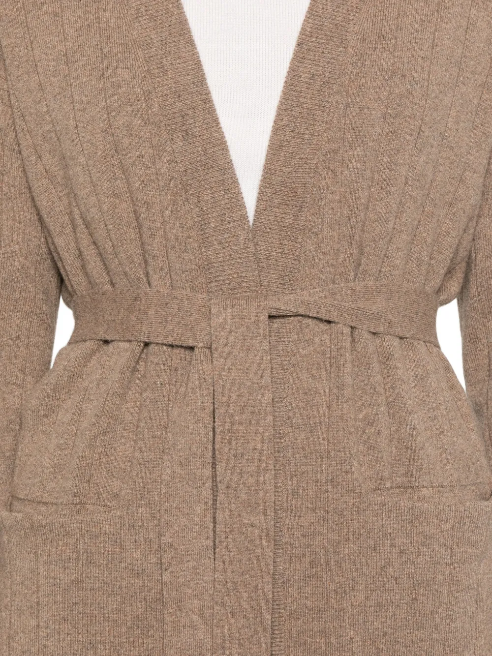 Max Mara Ribgebreid vest met ceintuur Bruin