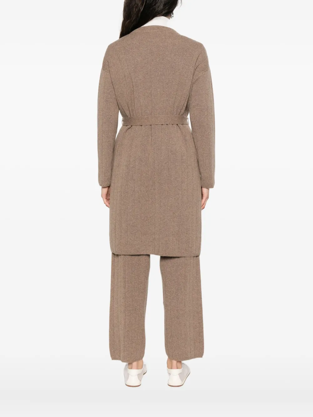 Max Mara Ribgebreid vest met ceintuur Bruin