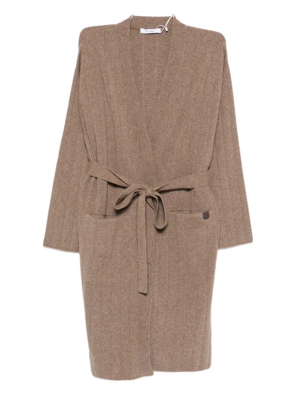 Max Mara ribbed belted cardigan - ブラウン Max Mara ribbed belted cardigan - ブラウン