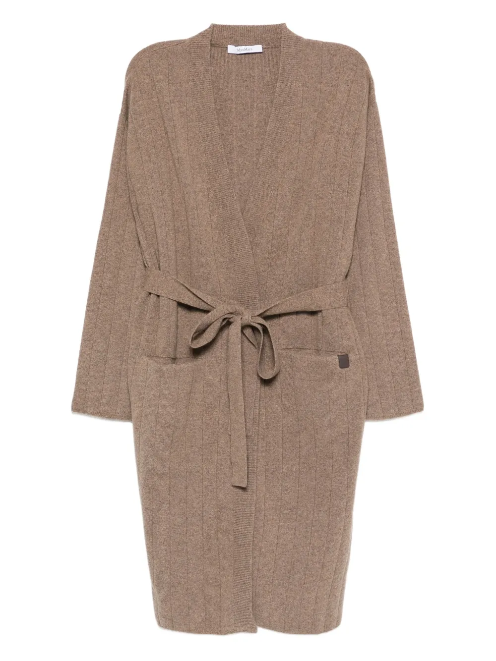 Max Mara Ribgebreid vest met ceintuur Bruin
