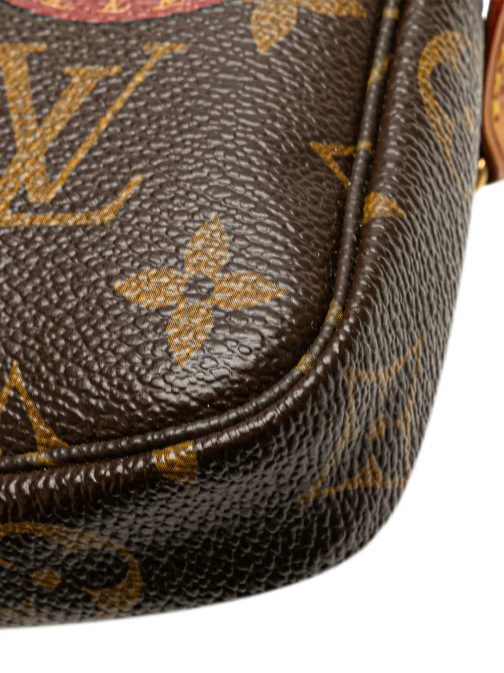Pre-owned Louis Vuitton 2008 Monogram Patch Mini Pochette Accessoires Handbag In Brown