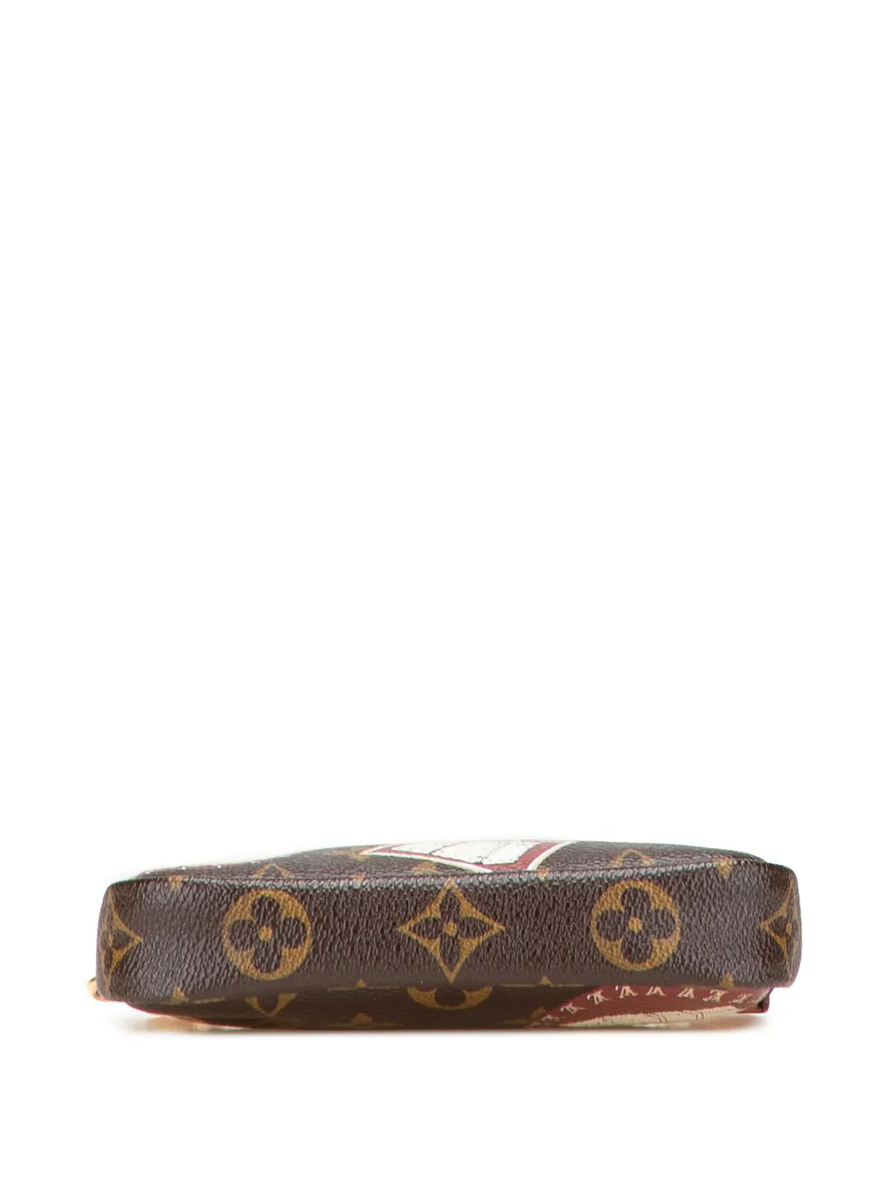 Pre-owned Louis Vuitton 2008 Monogram Patch Mini Pochette Accessoires Handbag In Brown