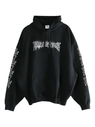 VETEMENTS graphic-print cotton-blend Hoodie | ブラック | FARFETCH JP