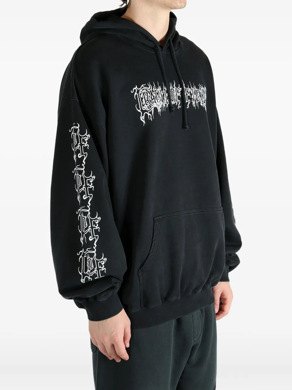 VETEMENTS graphic-print cotton-blend hoodie Zwart