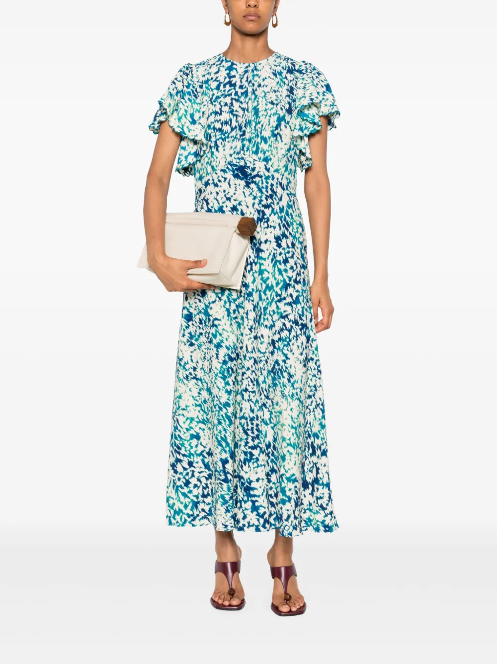 Ulla Johnson Maxi-jurk met ruches - Blauw