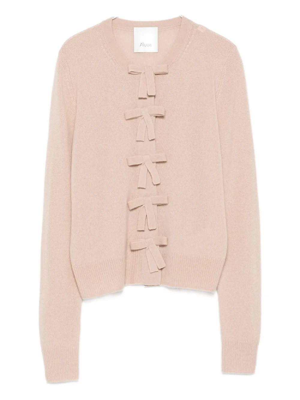 Allude Bow-detail Cashmere Cardigan In Pink