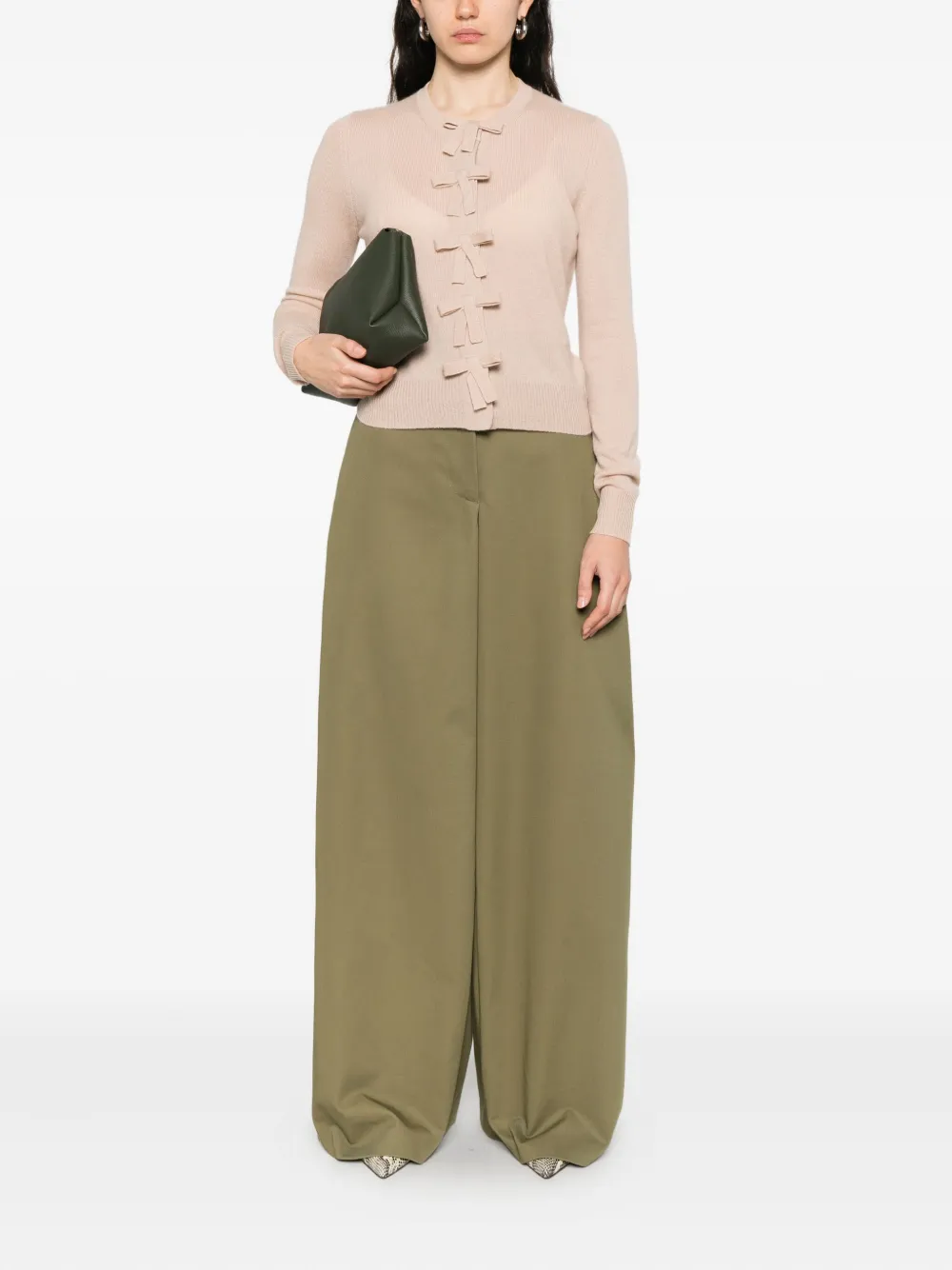 Allude Kasjmier vest met strikdetail Beige