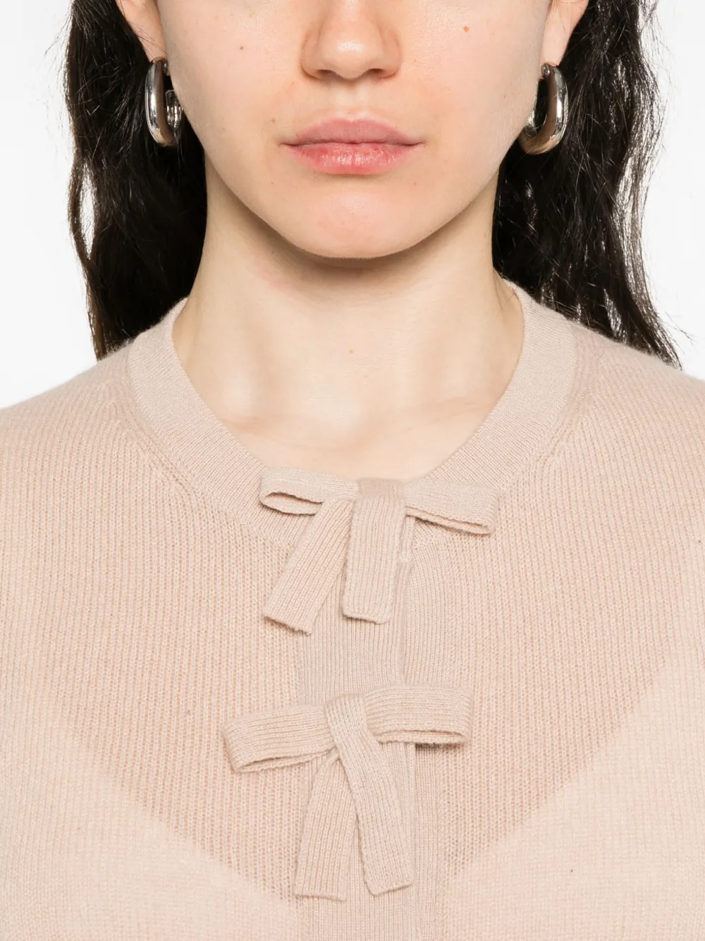 Allude Kasjmier vest met strikdetail Beige